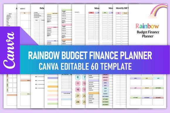 Download Rainbow Budget Finance Planner Canva KDP - Canva Collection