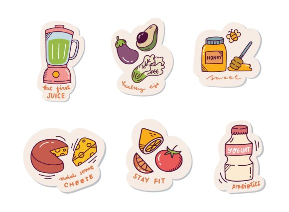 Download Cute Digital Sticker Set, Healthy Food - Healthy food Collection