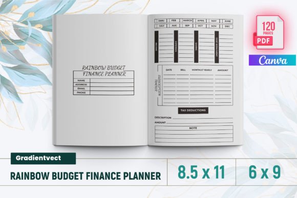 Download KDP Rainbow Budget Finance Planner Canva - Canva Collection
