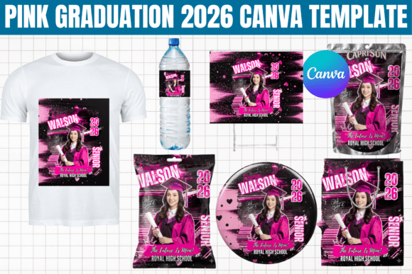 Download Pink Graduation 2026 Canva Bundle - Canva bundle Collection
