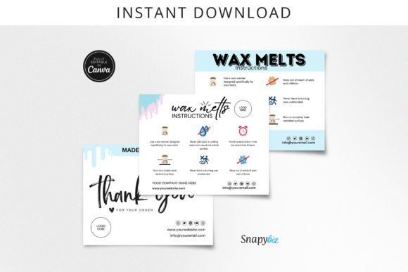 Download Editable Wickless Melt Care Card Canva - Canva Collection