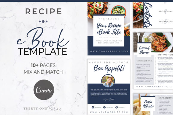 Download Recipe EBook Template for Canva | Navy - Canva Collection