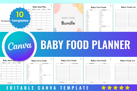 Download Editable Baby Food Planner Kdp Canva - Canva Collection