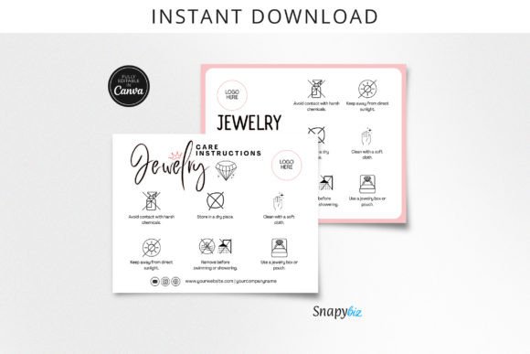 Download Editable Jewelry Care Card Canva - Premium Resources