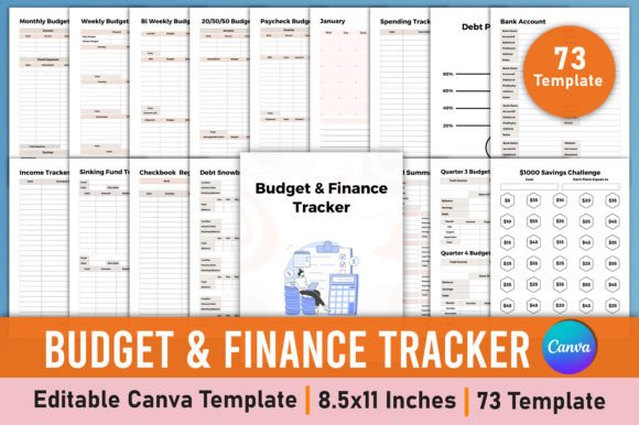 Download Editable Budget &amp; Finance Tracker Canva - Canva Collection