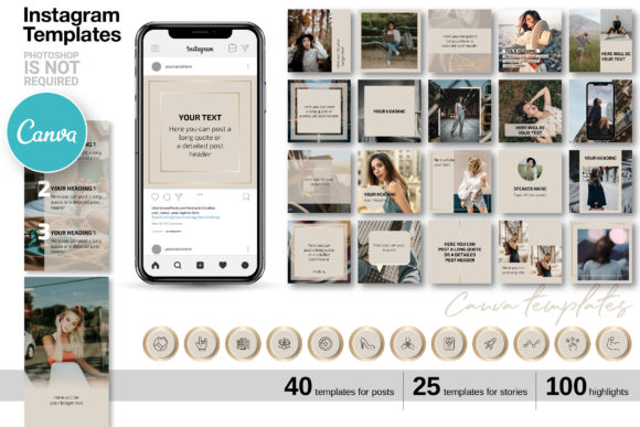 Download Beige CANVA Instagram Template Kit - Canva Collection