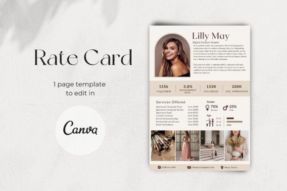 Download Influencer Rate Card Canva Template - Canva Collection