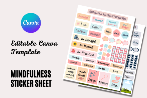 Download Mindfulness Sticker Sheet Canva Editable - Canva Collection