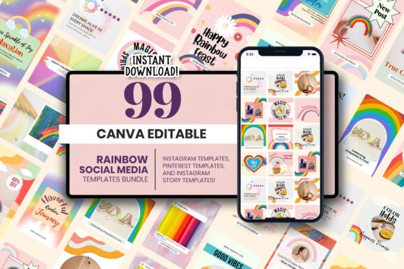 Download Rainbow Social Media Canva Template - Canva Collection
