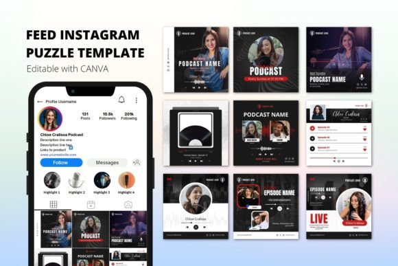 Download Feeds Puzzle Instagram Podcast Canva - Canva Collection