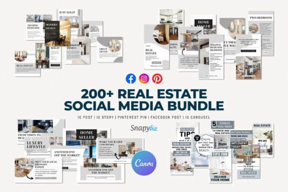 Download Real Estate Social Media Canva Bundle - Canva bundle Collection