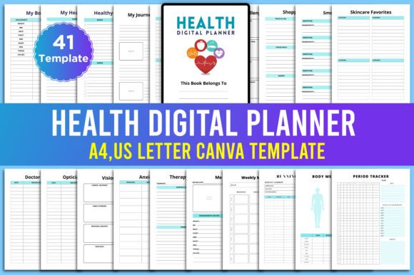 Download Editable Health Digital Planner Canva - Canva Collection