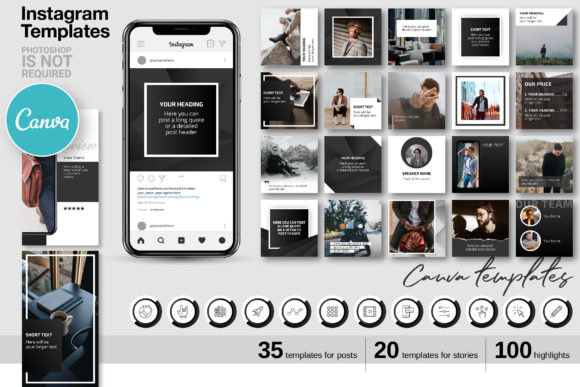 Download Black CANVA Instagram Template Kit 62 - Canva Collection