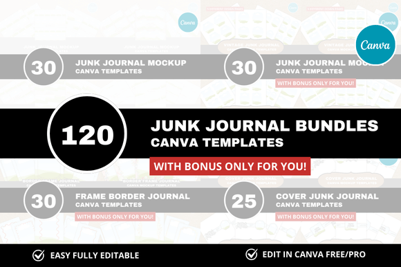 Download 120 Cover Journal Canva Bundle + Bonus - Canva bundle Collection