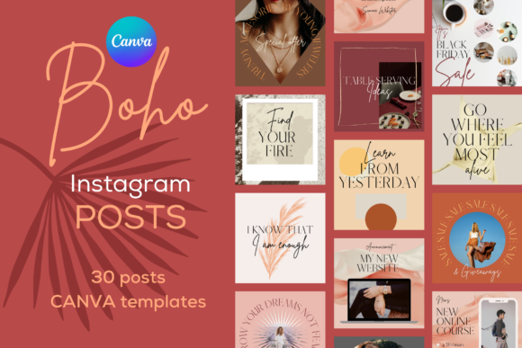 Download Boho Insta Posts Templates CANVA - Canva Collection