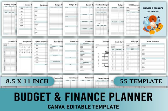 Download Editable Budget &amp; Finance Planner Canva - Canva Collection