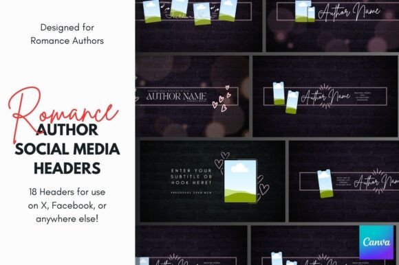 Download Romance Author Social Headers for Canva - Canva Collection